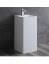 Gulvmonteret håndvask m/hanehul i solid stone H85 x B40 cm - Blank hvid