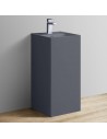 Gulvmonteret håndvask m/hanehul i solid stone H85 x B40 cm - Mat betongrå