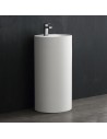 Gulvmonteret håndvask m/hanehul i solid stone H85 x Ø45 cm - Blank hvid