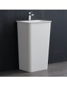 Gulvmonteret håndvask m/hanehul i solid stone H84 x B51,5 cm - Mat hvid