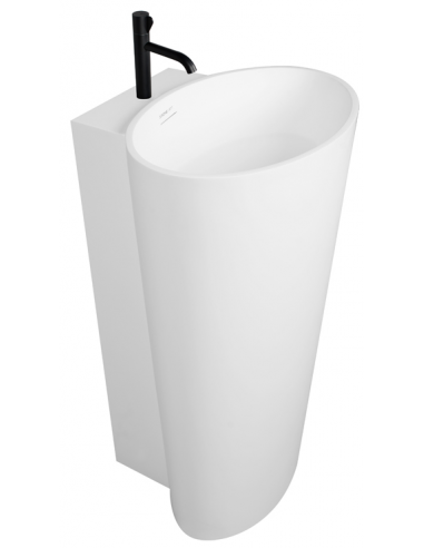 Billede af Gulvmonteret håndvask m/hanehul i solid stone H90 x B50 cm - Mat hvid