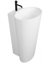 Gulvmonteret håndvask m/hanehul i solid stone H90 x B50 cm - Blank hvid