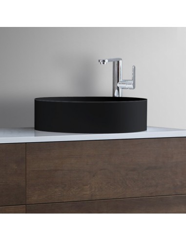 Billede af Bordmonteret rund håndvask i solid stone Ø45 cm - Mat sort