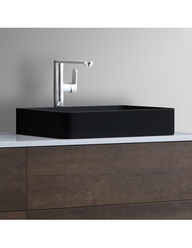 Billede af Bordmonteret håndvask i solid stone 54,5 x 35 cm - Mat sort