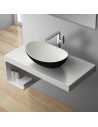 Bordmonteret oval håndvask i solid stone 56 x 35 cm - Mat sort/Mat hvid