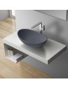 Bordmonteret oval håndvask i solid stone 56 x 35 cm - Mat betongrå
