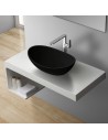 Bordmonteret oval håndvask i solid stone 56 x 35 cm - Mat sort