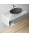 Bordmonteret håndvask i solid stone 59,5 x 35 cm - Mat betongrå