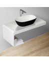 Bordmonteret håndvask i solid stone 56,5 x 33 cm - Mat sort/Mat hvid