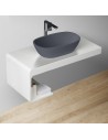 Bordmonteret håndvask i solid stone 56,5 x 33 cm - Mat betongrå