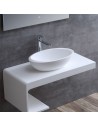 Bordmonteret oval håndvask i solid stone 60 x 35 cm - Mat hvid