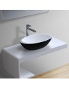 Bordmonteret oval håndvask i solid stone 60 x 35 cm - Mat sort/Mat hvid