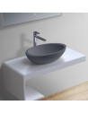 Bordmonteret oval håndvask i solid stone 60 x 35 cm - Mat betongrå