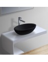 Bordmonteret oval håndvask i solid stone 60 x 35 cm - Mat sort
