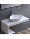 Bordmonteret trekantet håndvask i solid stone 56 x 43 cm - Blank hvid