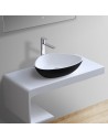 Bordmonteret trekantet håndvask i solid stone 56 x 43 cm - Mat sort/Mat hvid