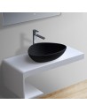 Bordmonteret trekantet håndvask i solid stone 56 x 43 cm - Mat sort