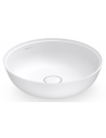 Bordmonteret rund håndvask i solid stone Ø42 cm - Blank hvid