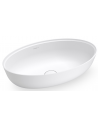 Bordmonteret oval håndvask i solid stone 60 x 40 cm - Mat hvid