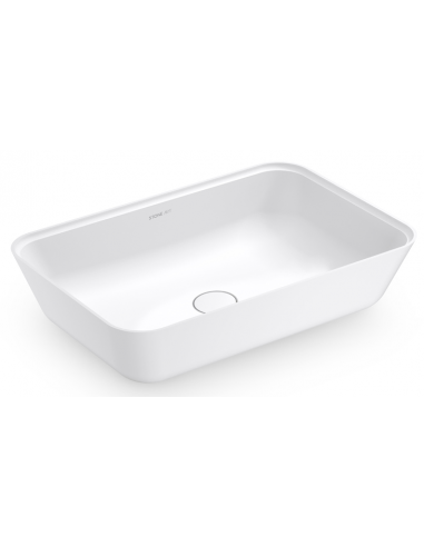 Billede af Bordmonteret oval håndvask i solid stone 60 x 40 cm - Mat hvid