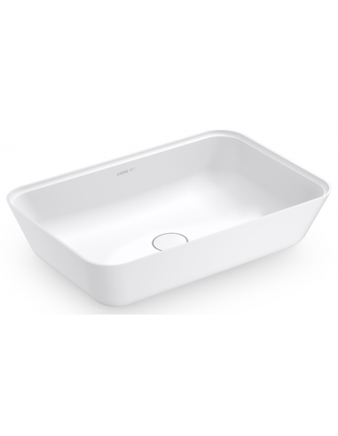 Billede af Bordmonteret oval håndvask i solid stone 60 x 40 cm - Blank hvid
