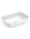 Bordmonteret oval håndvask i solid stone 60 x 40 cm - Blank hvid