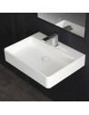 Vægmonteret håndvask m/hanehul i solid stone 60 x 46 cm - Blank hvid