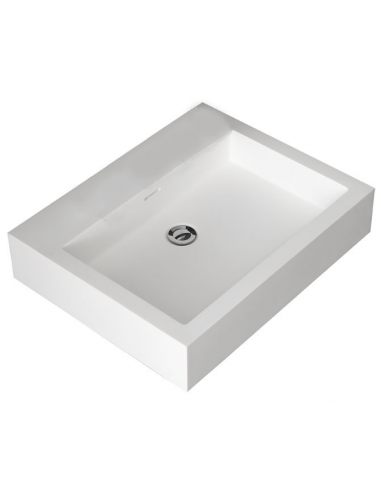 Se Vægmonteret håndvask i solid stone 60 x 48 cm - Mat hvid hos Lepong.dk