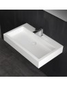 Vægmonteret håndvask m/hanehul i solid stone 80 x 48 cm - Mat hvid