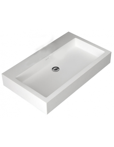 Se Vægmonteret håndvask i solid stone 80 x 48 cm - Mat hvid hos Lepong.dk