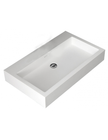 Se Vægmonteret håndvask i solid stone 80 x 48 cm - Blank hvid hos Lepong.dk