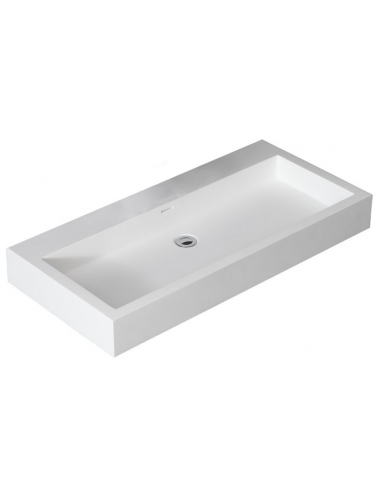 Se Vægmonteret håndvask i solid stone 100 x 48 cm - Mat hvid hos Lepong.dk