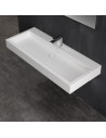 Vægmonteret håndvask m/hanehul i solid stone 120 x 48 cm - Blank hvid