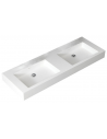 Vægmonteret dobbelt håndvask i solid stone 140 x 48 cm - Blank hvid