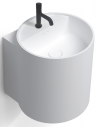 Vægmonteret håndvask m/hanehul i solid stone B40 x D42 cm - Mat hvid