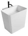 Vægmonteret håndvask m/hanehul i solid stone B50 x D51 cm - Mat hvid