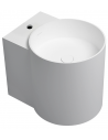 Vægmonteret håndvask m/hanehul i solid stone B42 x D54 cm - Mat hvid