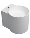 Vægmonteret håndvask m/hanehul i solid stone B42 x D54 cm - Blank hvid