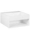 Vægmonteret håndvask m/hanehul i solid stone B50 x D50 cm - Mat hvid