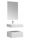 Væghængt komplet badmiljø m/spejl i solid stone B60 x D48 cm - Mat hvid
