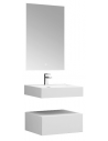 Væghængt komplet badmiljø m/spejl i solid stone B60 x D48 cm - Blank hvid