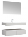 Væghængt komplet badmiljø m/spejl i solid stone B120 x D48 cm - Mat hvid