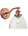 Hansen Væglampe i metal og glas H22 cm 1 x E14 - Aldret kobber/Klar
