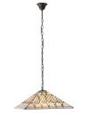 Tiffany Mission Loftlampe i stål og glas 50 x 50 cm 3 x E27 - Antik bronze/Multi