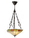 Tiffany Nevada Loftlampe i stål og glas Ø40 cm 3 x E27 - Antik bronze/Multi