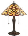 Tiffany Ruban Bordlampe i zink og glas H55,5 cm 2 x E27 - Antik bronze/Multi