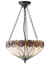 Tiffany Hutchinson Loftlampe i stål og glas Ø40 cm 3 x E27 - Antik bronze/Multi