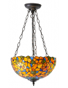 Tiffany Josette Loftlampe i stål og glas Ø35 cm 3 x E27 - Antik bronze/Multi