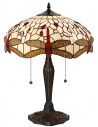 Tiffany Dragonfly Bordlampe i zink og glas H55,5 cm 2 x E27 - Antik bronze/Multi