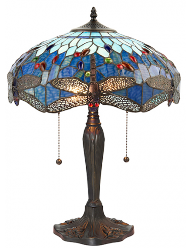 Tiffany Dragonfly Bordlampe i zink og...